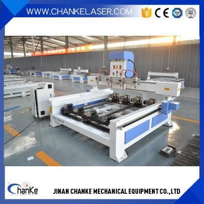 Multi Head CNC Route 1325 4 Spindles 3D Wood Carving Milling Machine with Rotary Axis