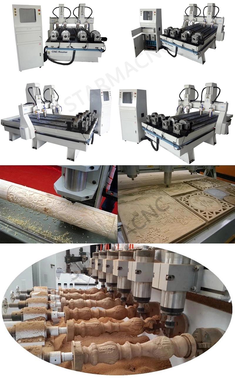 4 Axis with Rotary Spindle Wood CNC Machine Price Multi Spindle 3D CNC Router