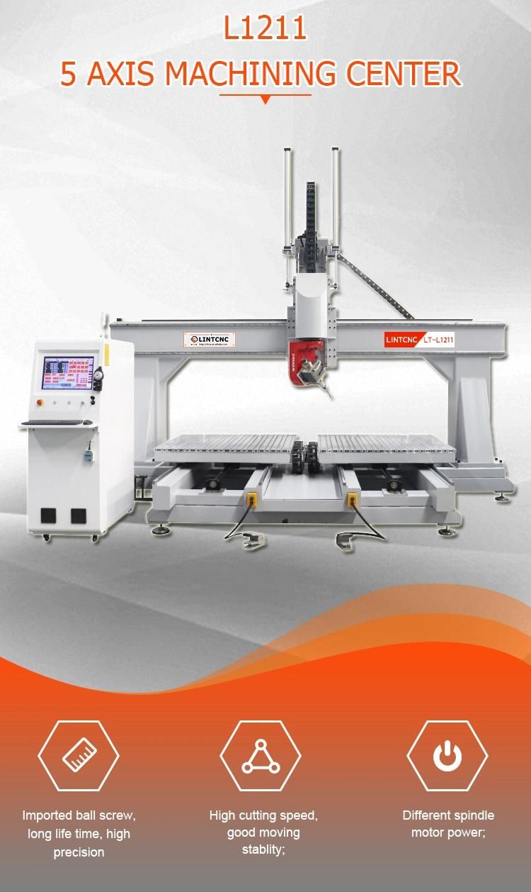 China 3D Woodworking 5 Axis CNC Router Milling 5 Axis CNC Router Machine Foam Processing Center for Foam Wood Plastic Metal