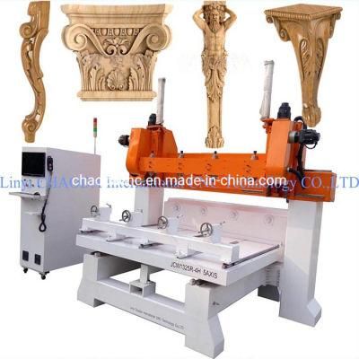 CNC 5 Axis/ 4 Axis 1 2 3 4 5 6 8 10 Head, 360 Degree Turning Lathe for Carving Wood Bars Into Furniture Legs, Poles, Statues