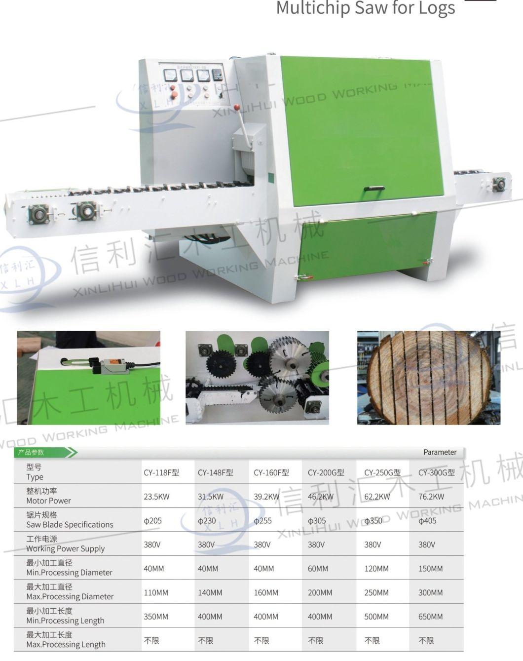 Large Horizontal Round Log Multi-Blade Saw, Log Cutting Board Saw, Round Log Square Saw, Various Types of Multi-Blade Saw for Cork Wood