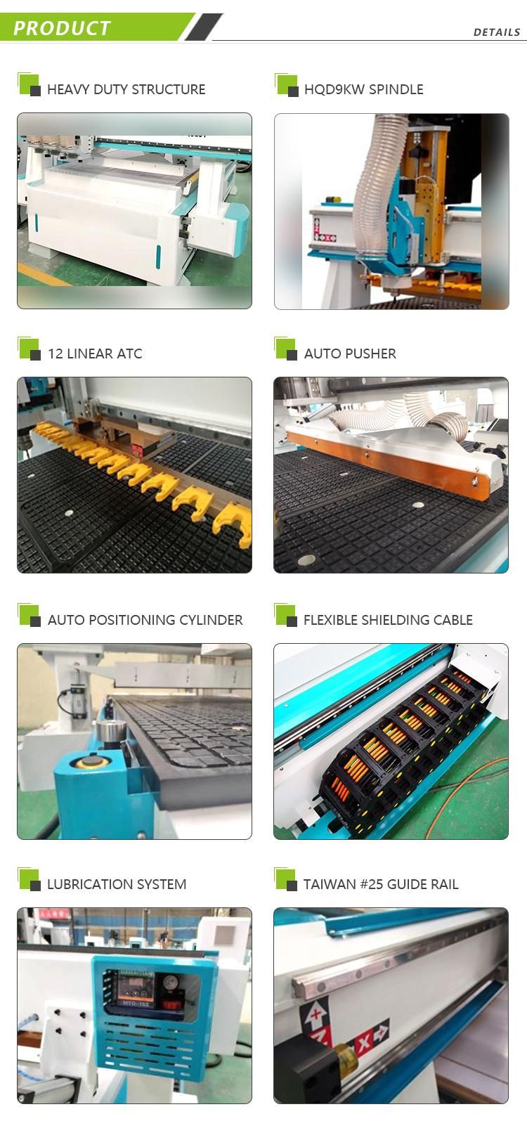 High Quality Woodworking Machinery 12 Bits Atc CNC Router