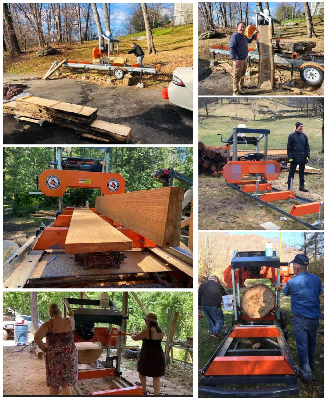 Wood Cutting Hydrauic Koheler Engine Sawmill with Wheel Trailer