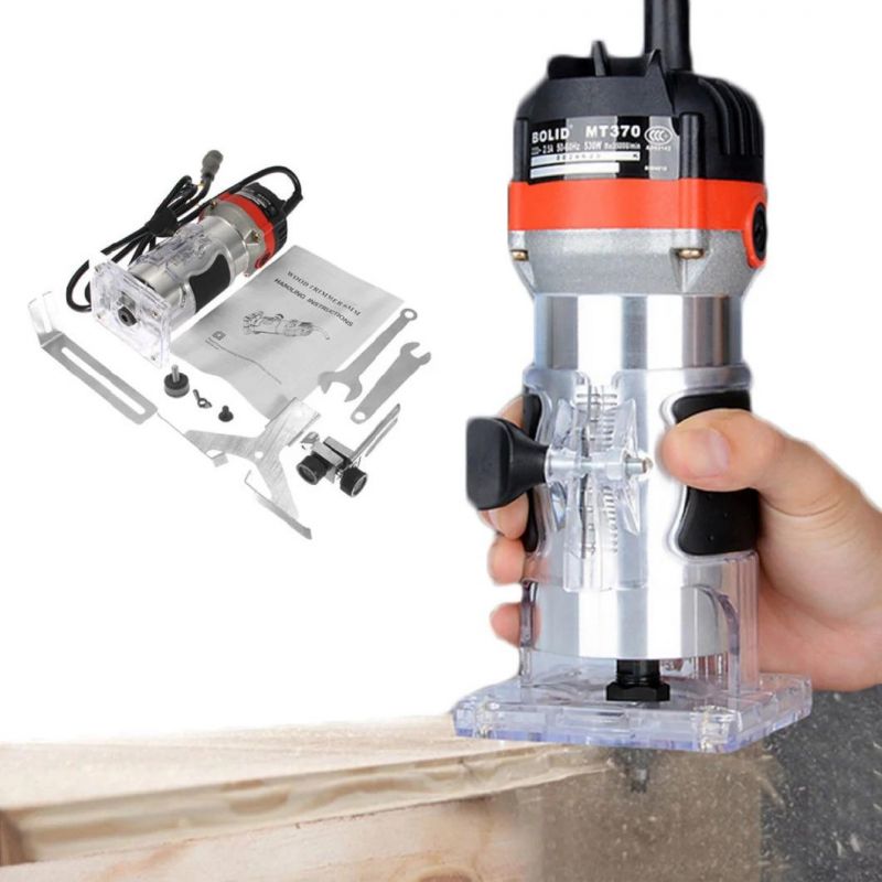 220V 530W Electric Hand Trimmer Wood Edge 1/4′′ Wood Router Trimmer Router Tools for Woodworking Engraving Drilling Tools