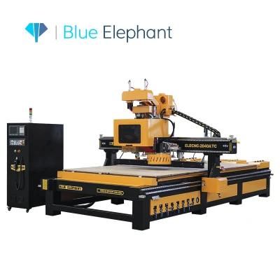 Blue Elephant up and Down Loading CNC Nest Machine with Syntec 6MB, Automatic Push Wooden Furniture Making Machine with 12 Tool