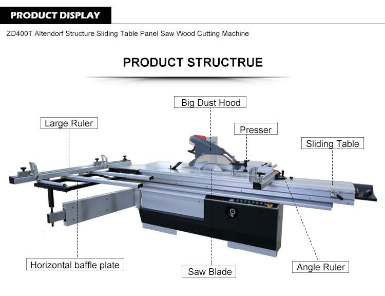 45 Degree Tilting High Precise Silding Table Saw for Wood Cutting