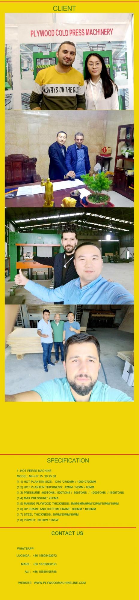 Plywood Veneer Melamine Hot Press for Making Construction Furniture Packing Plywood