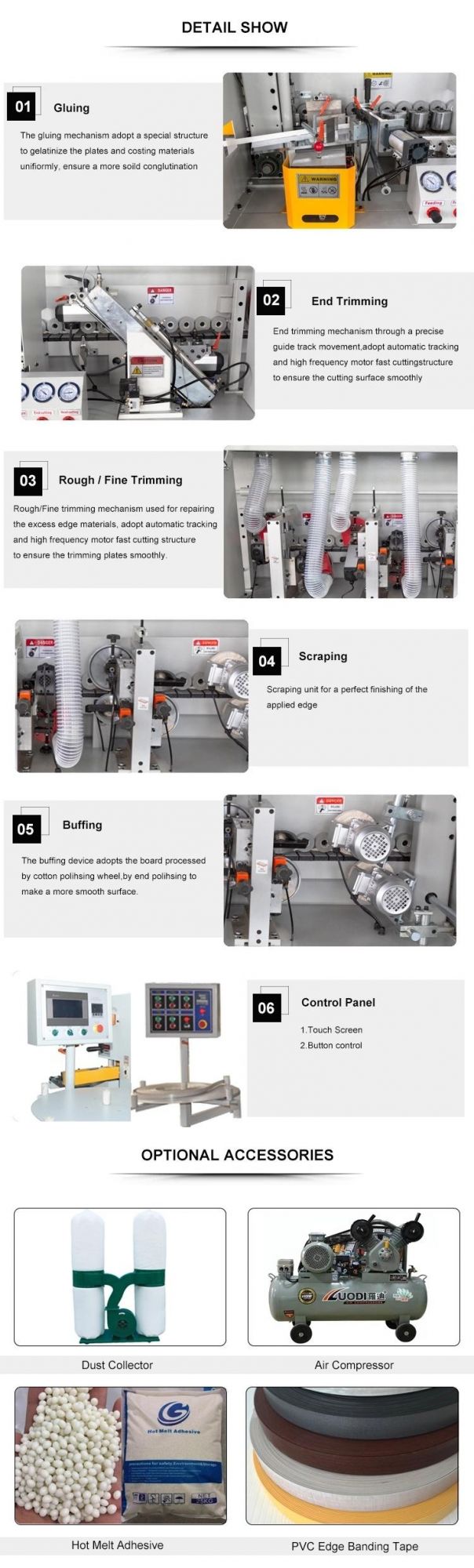 Full Automatic Edge Banding Machine 8 Functions, Pre-Milling and Corner Trim