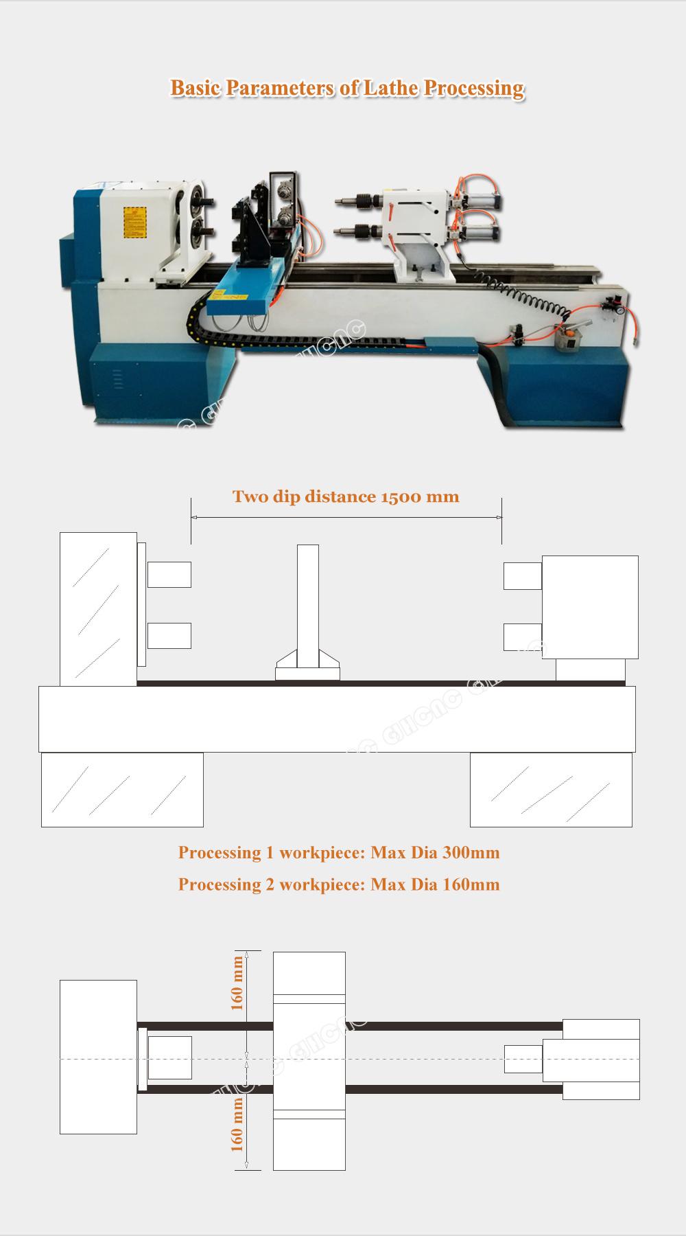 Two-Axis 1516 CNC Wood Lathe, Automatic Turning Machine