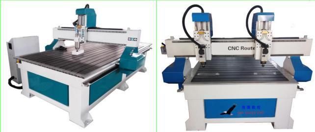 Horizontal Spibdle CNC Router with 2 Heads for Drilling Door Lock Hole and Side Slot Opening