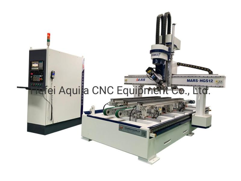 9kw Italy Spindle Five Axis Atc CNC Wooden Door Machining Center