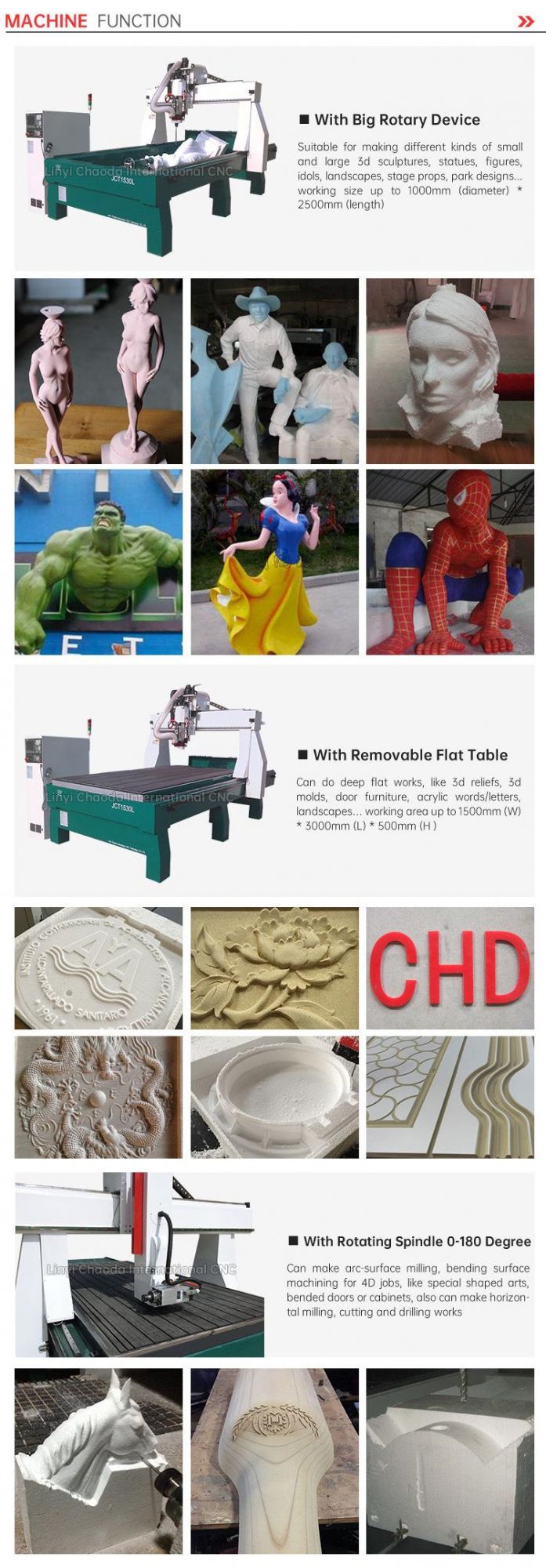 3D 4 Axis Wood Styrofoam EPS Foam Cutting CNC Router Machine