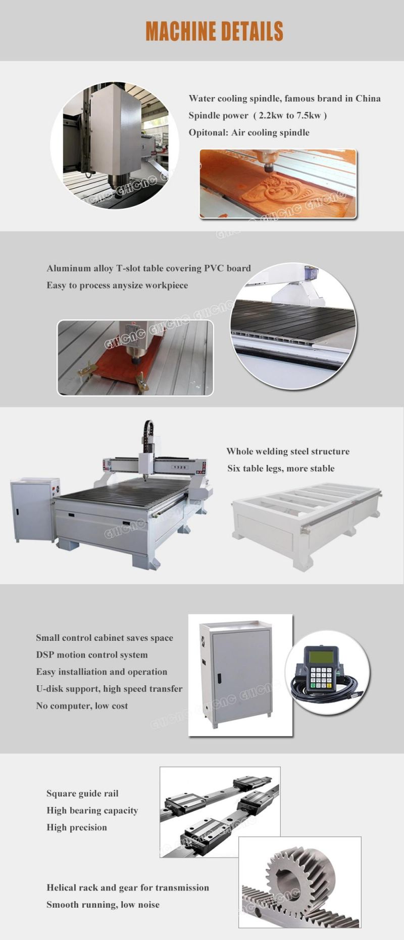 1325 Advertising CNC Router, CNC Engraving Machine for Acrylic, Plastic, Foam, Rubber