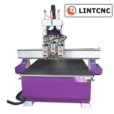 1300*2500mm High Efficiency Pneumatic Three Head CNC Router/Wood Engraving/Wood Door, Window Engraving