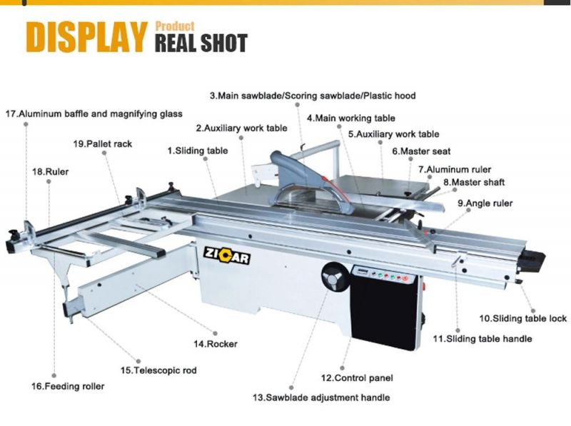 ZICAR high quality precision automatic sliding table panel saw cut wood saw for wood furniture making machine
