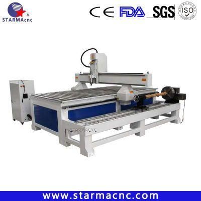Rotary Attached 4X8FT 4 Axis CNC Router for Wood Cylinder Plate