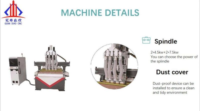 Atc CNC Router 1325 MDF Board Cutting CNC Marking Machinery with Row Type for Wooden Doors