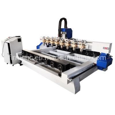 Multi Head 8 Rotary Axis 3D Wood Carving CNC Router Machine Furniture Industry