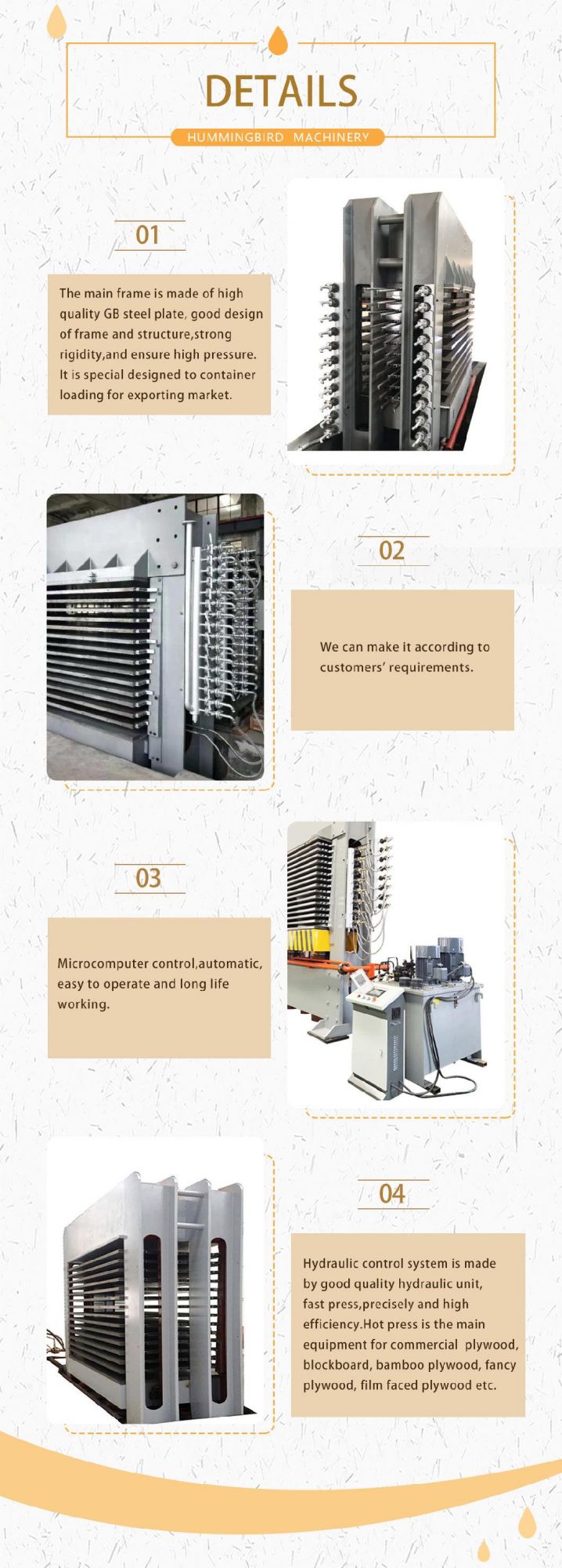 Hydraulic Hot Press Plywood Veneer Machinery Production Line Machine