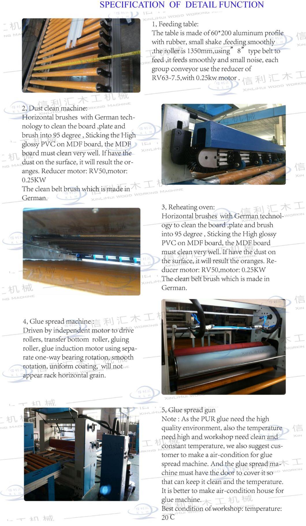 PUR High Glossy WPC Boards PVC Wall Panels High Glossy Steel Coil Laminating Machine/ PUR Hotmelt MDF and WPC Panel Wall Laminating and Wrapping Machine