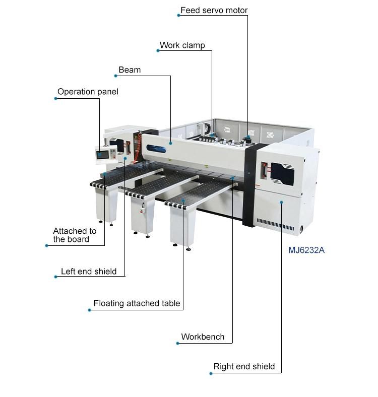 ZICAR computer control woodworking wood panel cutting saw machine auto computerized cnc beam panel saw for sale MJ6233A for furniture cabinet mdf