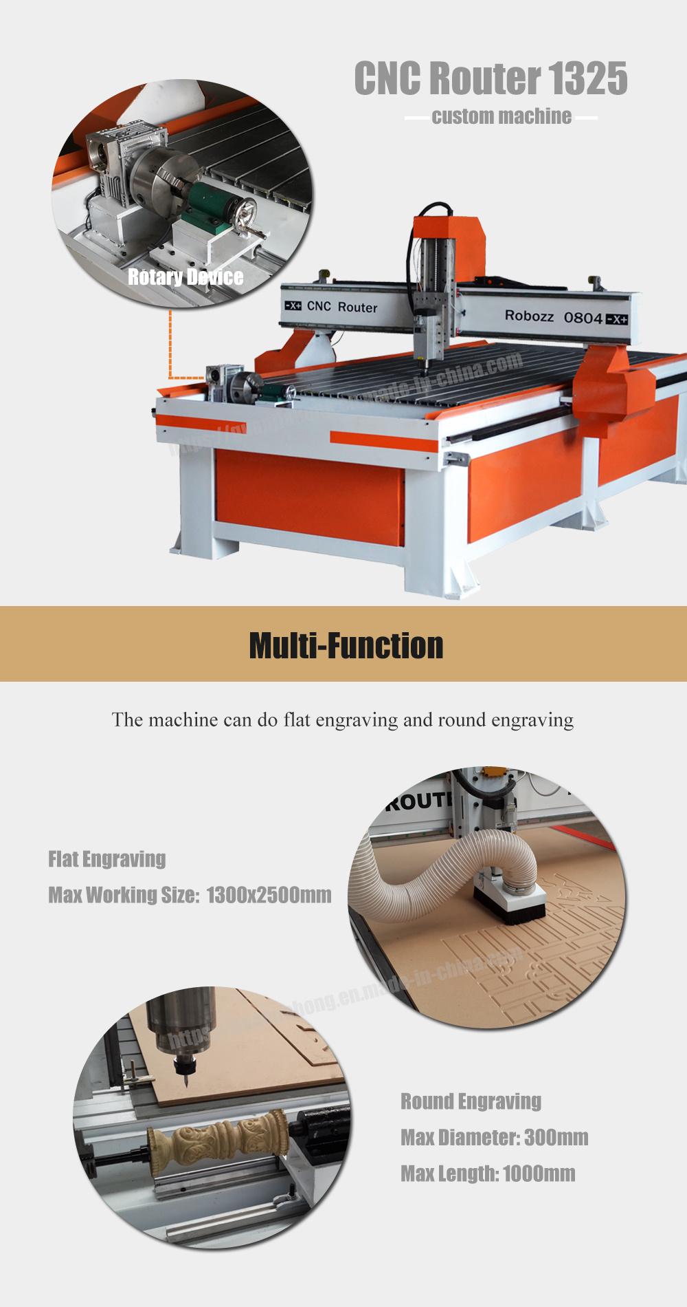 Woodworking Machine 1325 CNC Router Machine for 2D and 3D Engraving, CNC Engraving Machine with Rotary